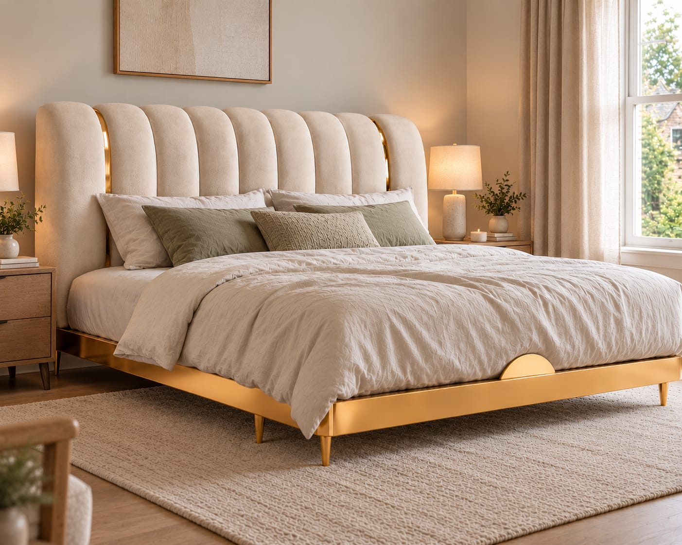 Customer photo review of Hampton King Ottoman Storage Bed (Ivory Cream)