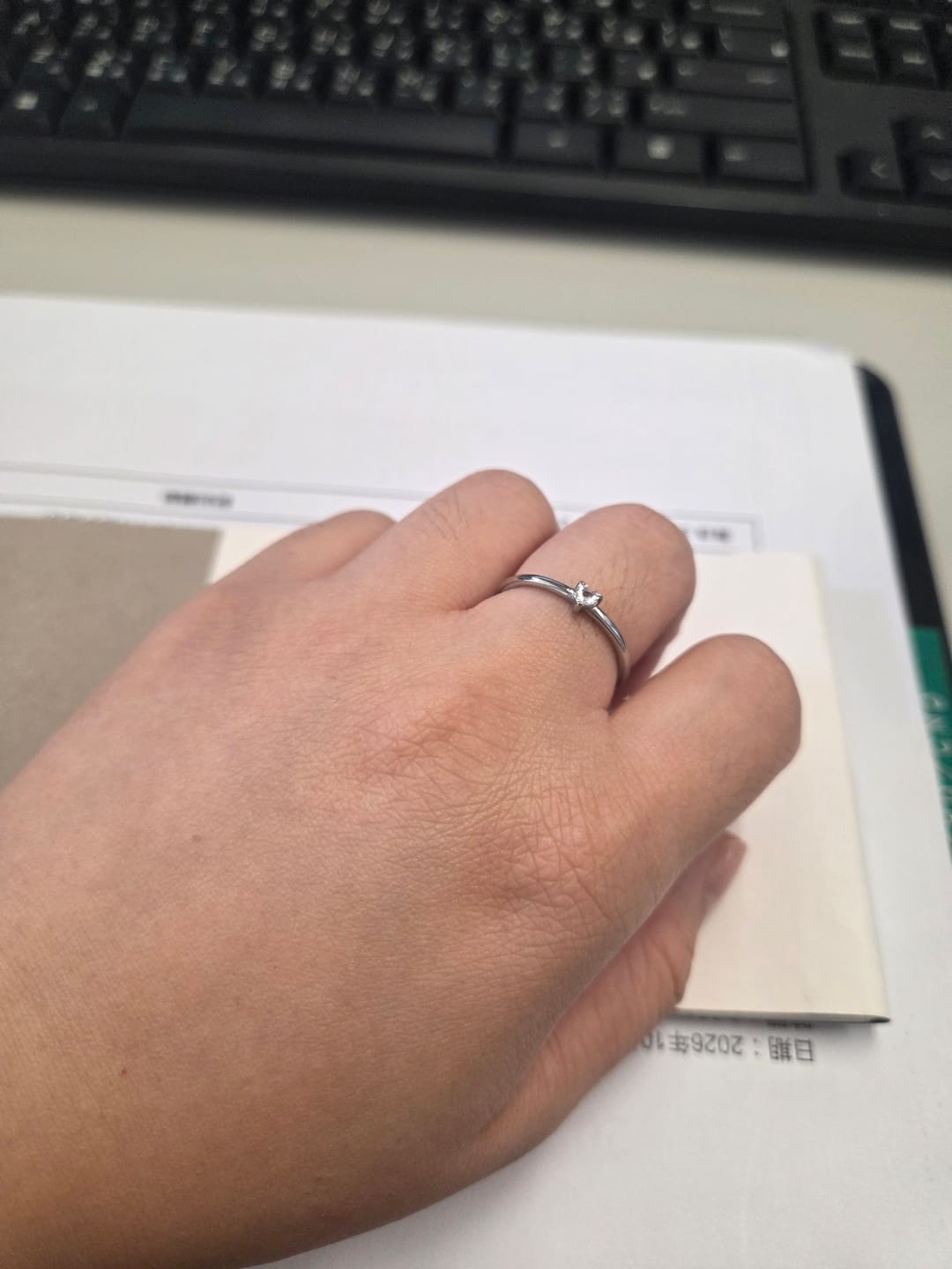 Customer photo review of 'Small Love' Crystal Heart Ring