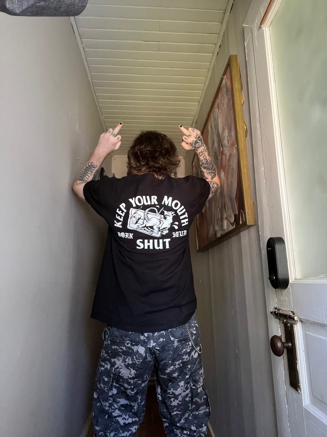 Customer photo review of KEEP YOUR MOUTH SHUT T-SHIRT