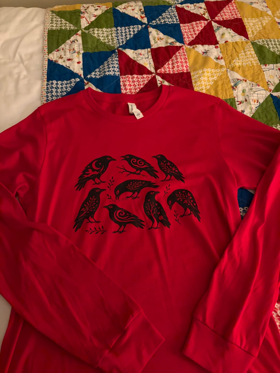 Customer photo review of Folk-Art Crows Long-Sleeve Tee