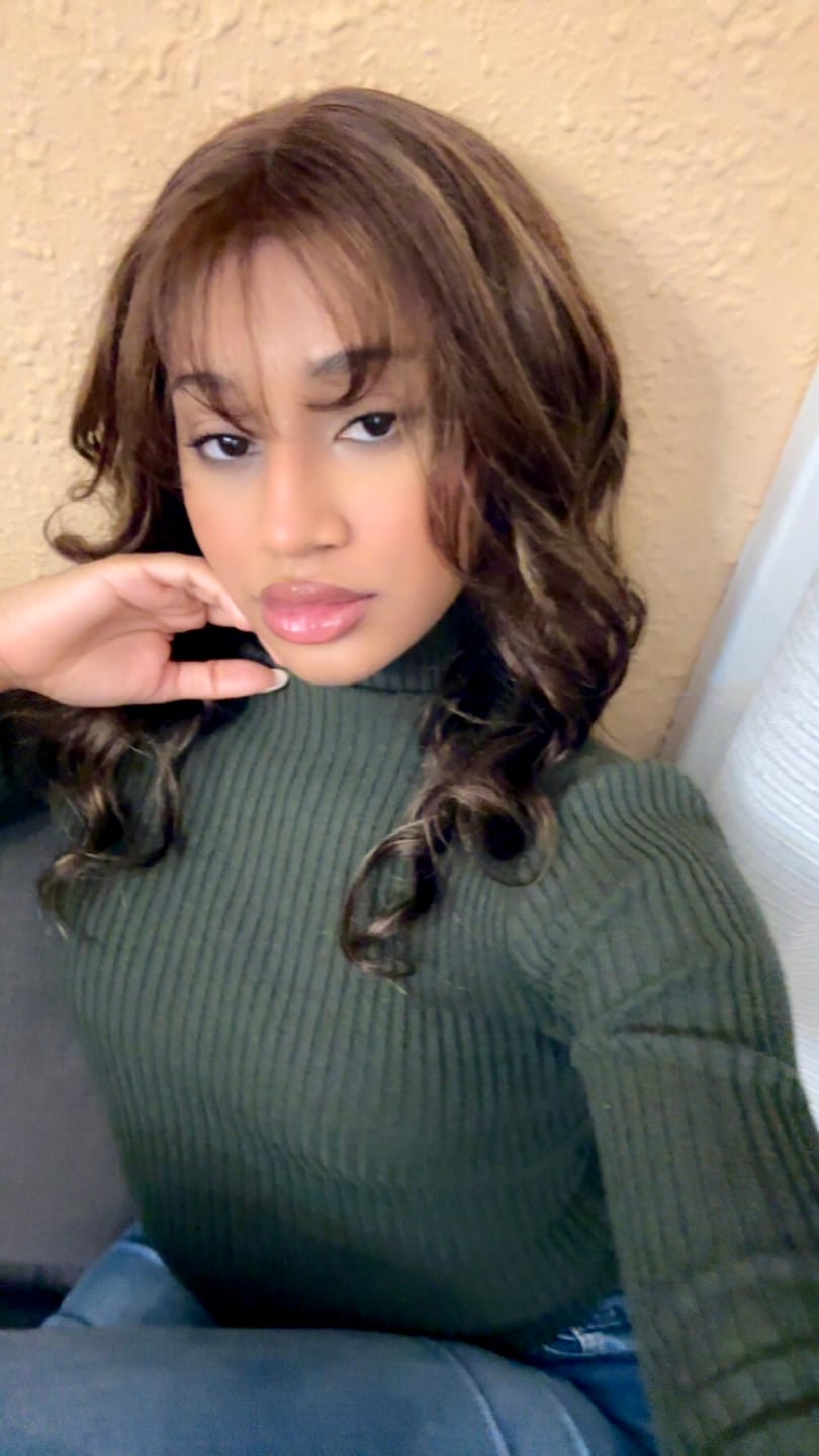 Customer photo review of Wavymy Chestnut Brown Curtain Bangs Layered Cut Loose Body Wave Wear Go Glueless Customized Wig