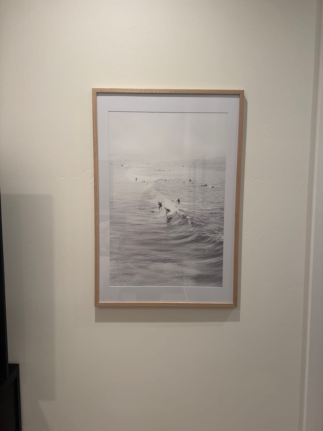 Customer photo review of Surfers Riding Ocean Waves Art. Minimalist Beach Surf Print
