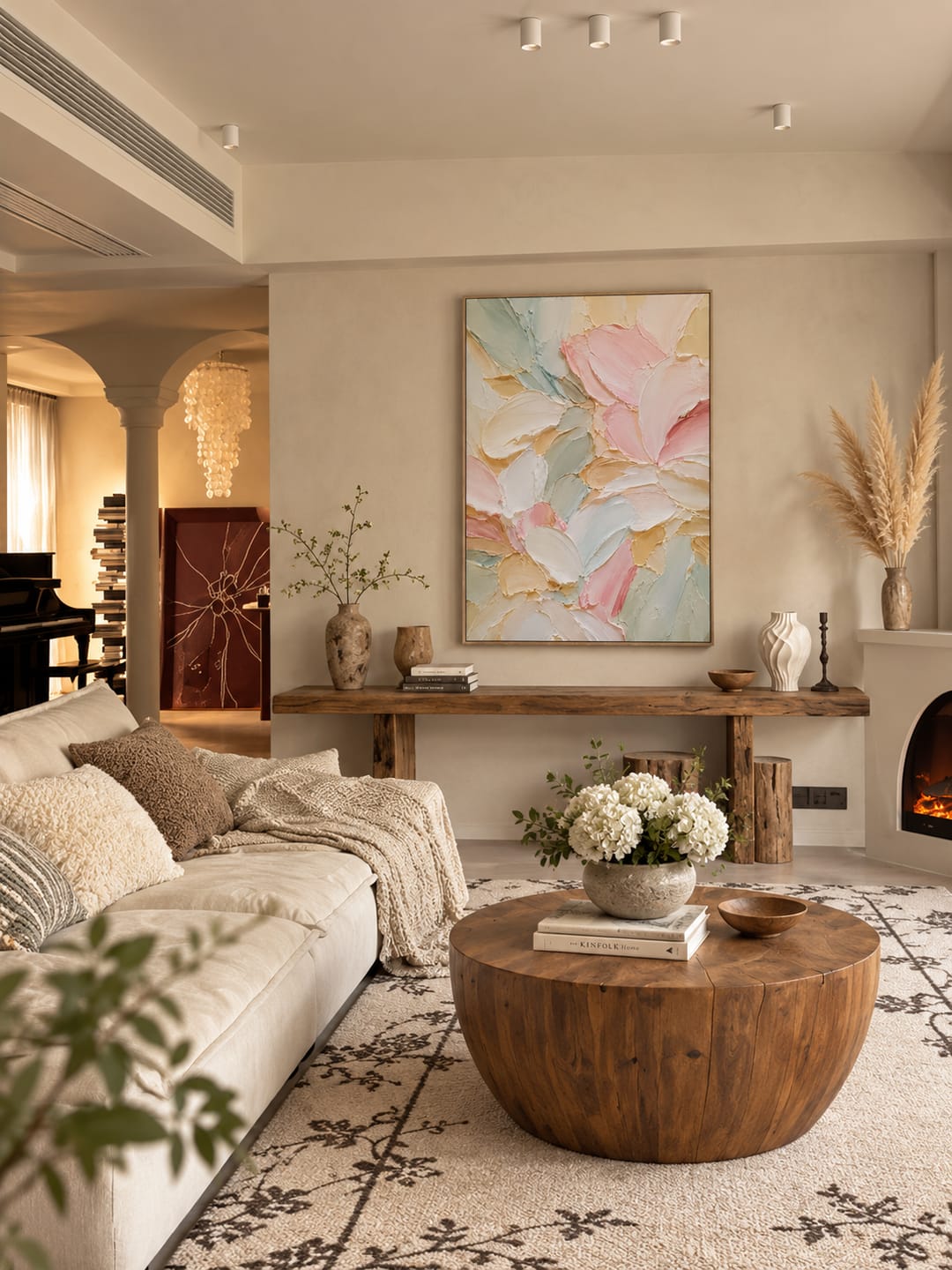 Customer photo review of "Petals in the Breeze" – Pastel Abstract Floral Petal Textured Oil Painting