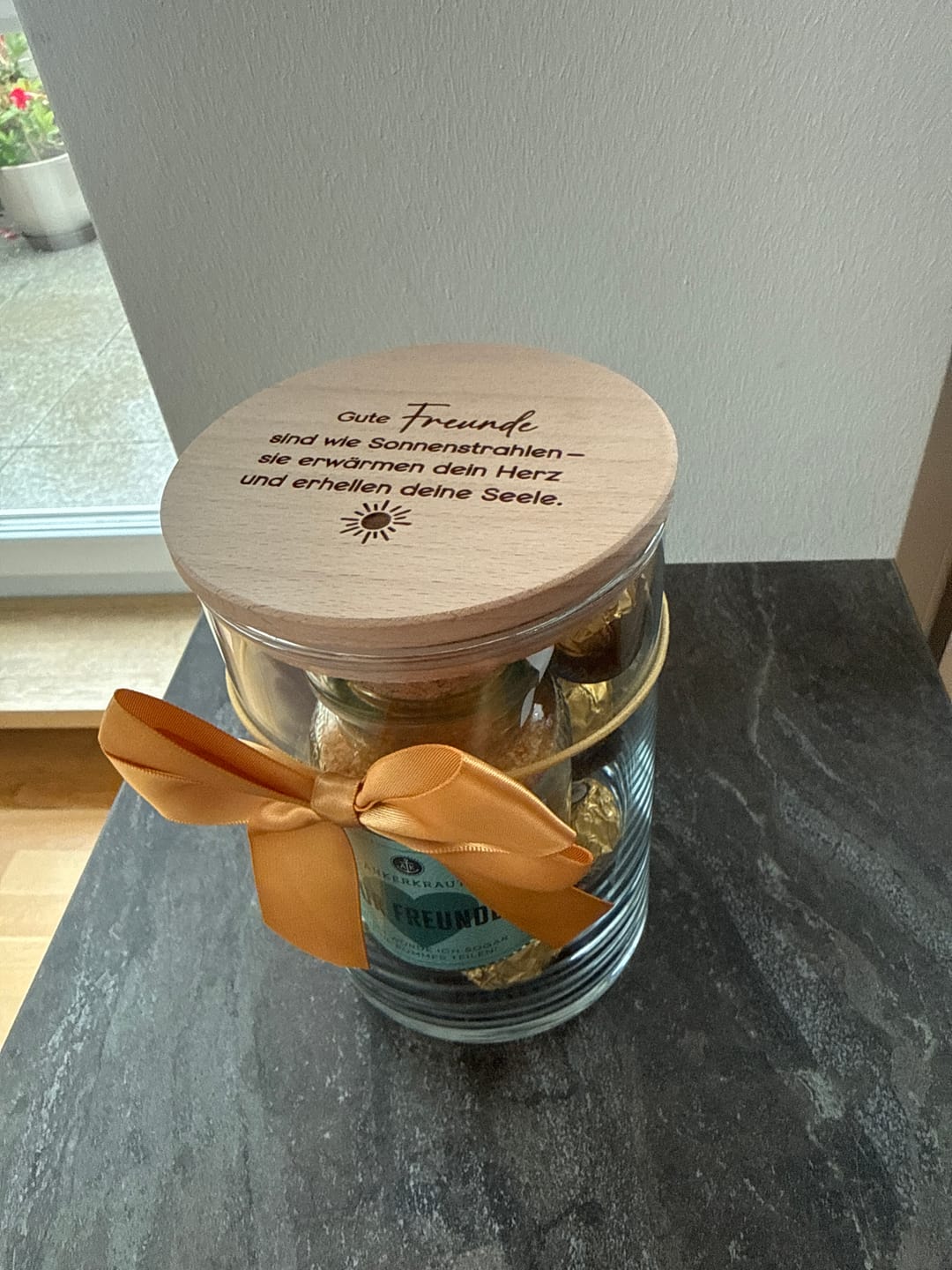 Customer photo review of Geschenk-Glas "Gute Freunde sind wie Sonnenstrahlen"
