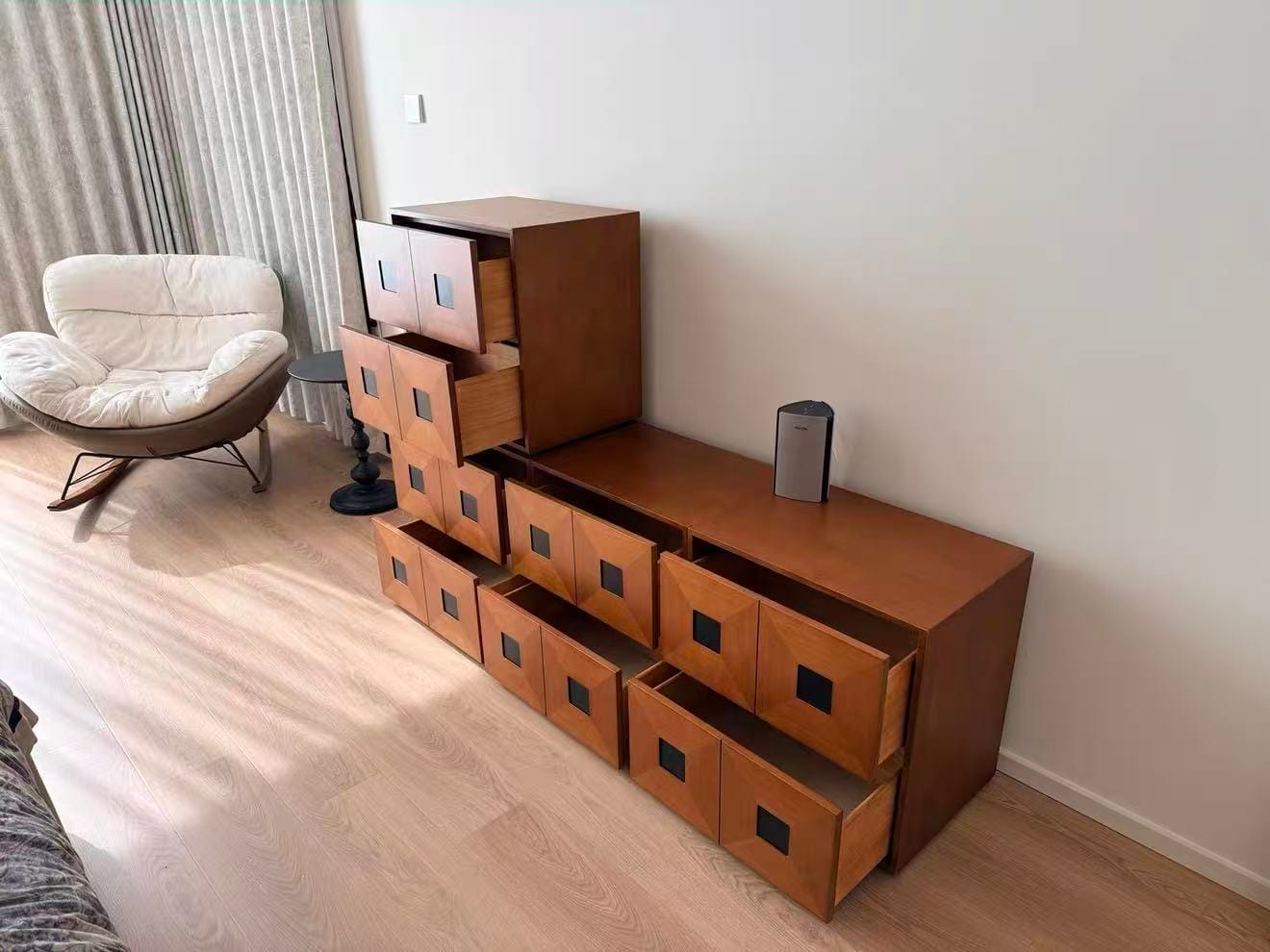 Customer photo review of KKUSO WOODEN 2-DRAWER CABINET - OAKI WARM WALNUT