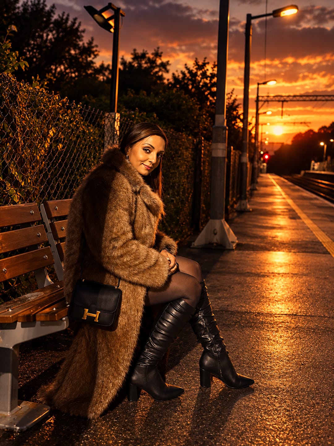 Customer photo review of Peach Knee High Boots