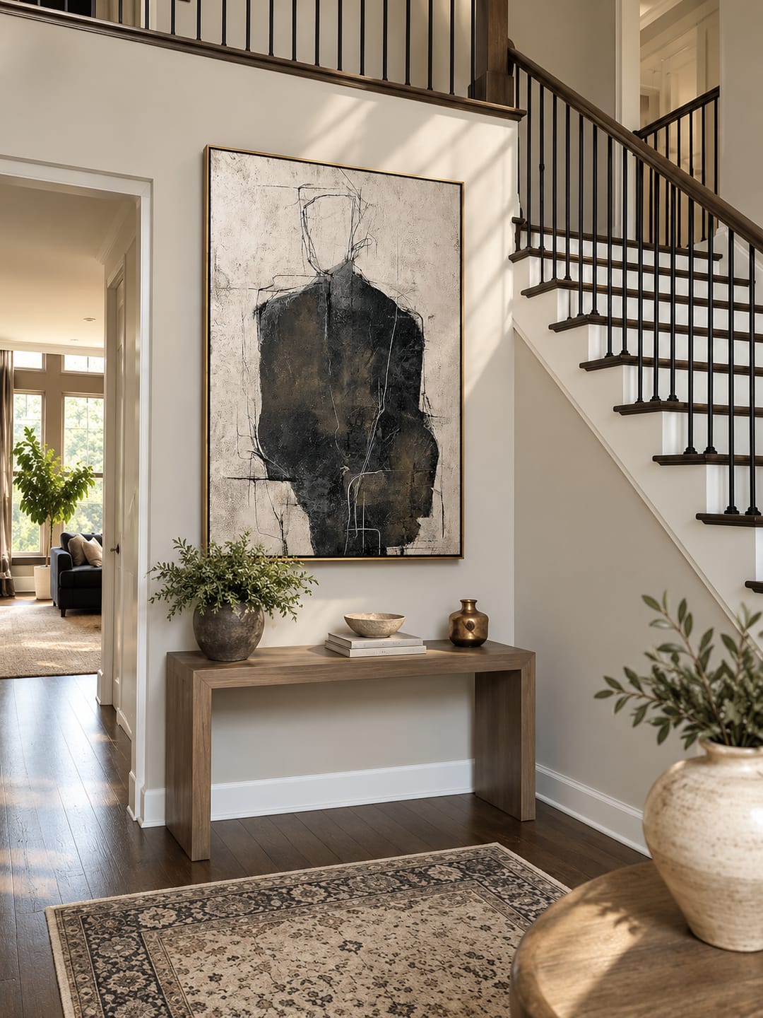 Customer photo review of "The Quiet Figure" – Abstract Black Figure Portrait Textured Painting