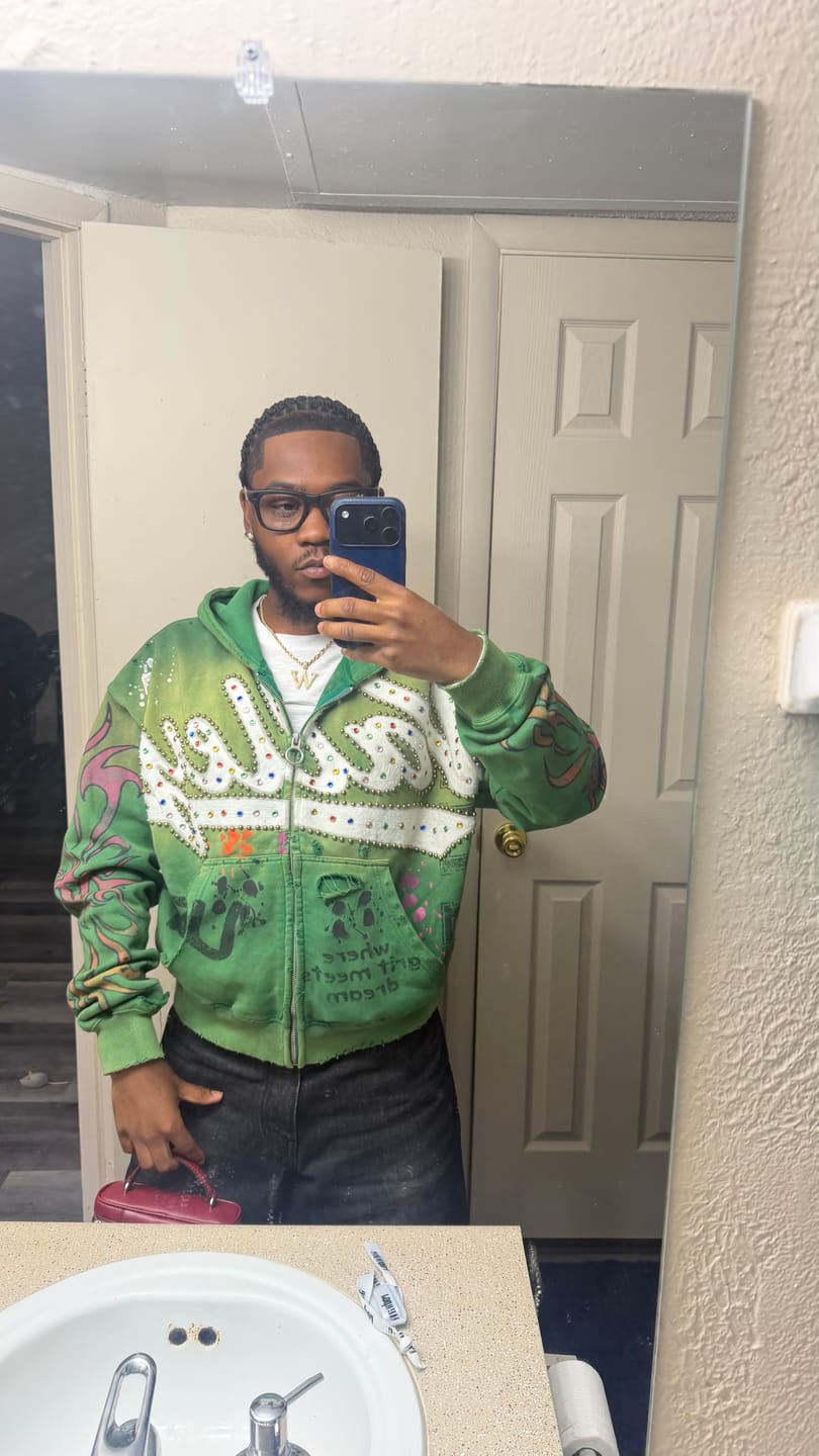 Customer photo review of Vale Forever Inferno Zip Up Hoodie Green