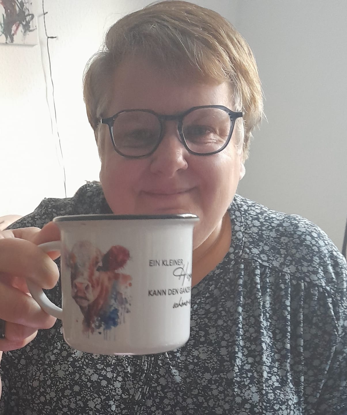 Customer photo review of Bergverliebt® Gspürwerk Keramiktasse Emaillelook "Kuh"