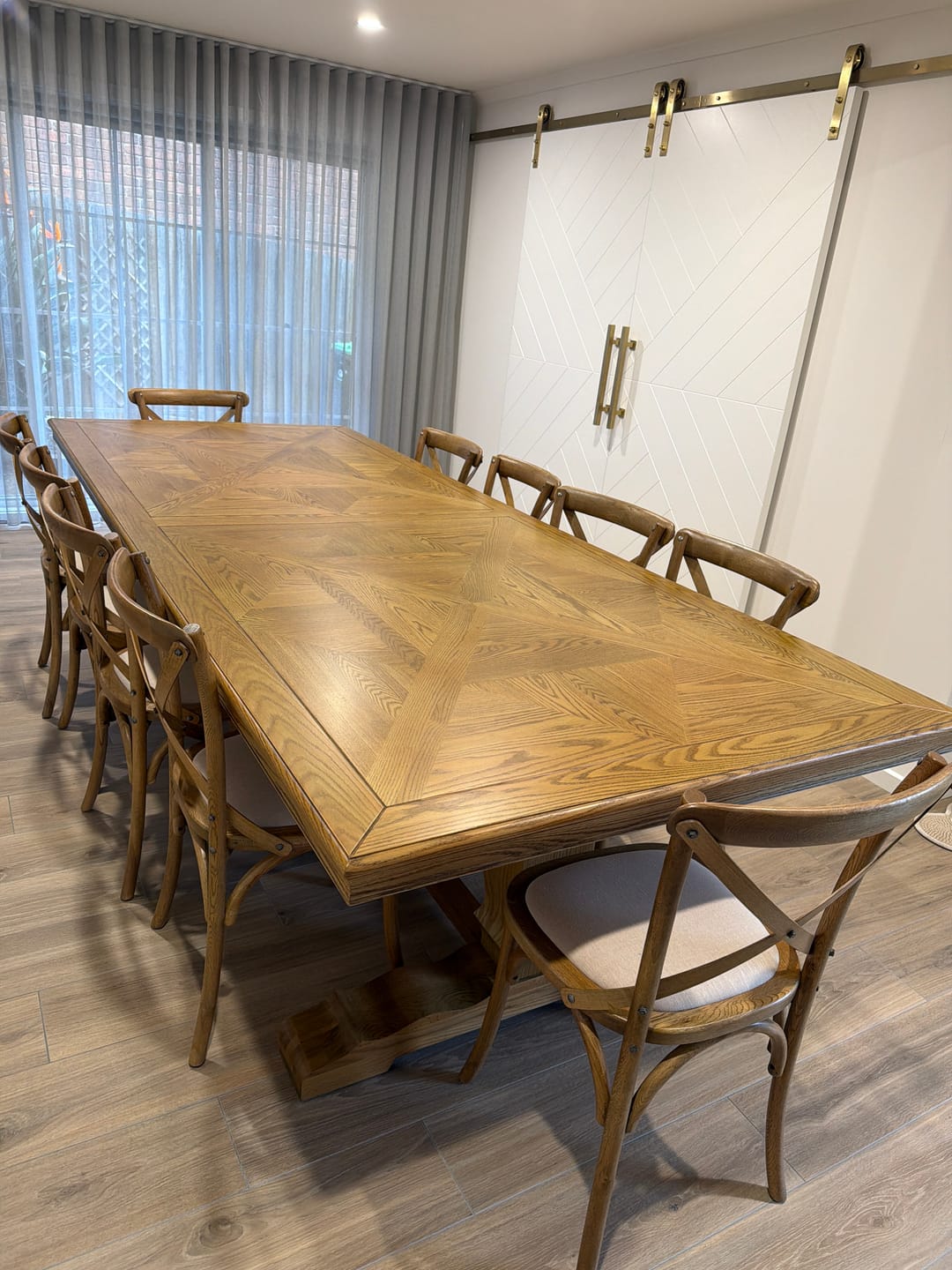 Customer photo review of Kensington Parquetry Natural Oak Dining Table