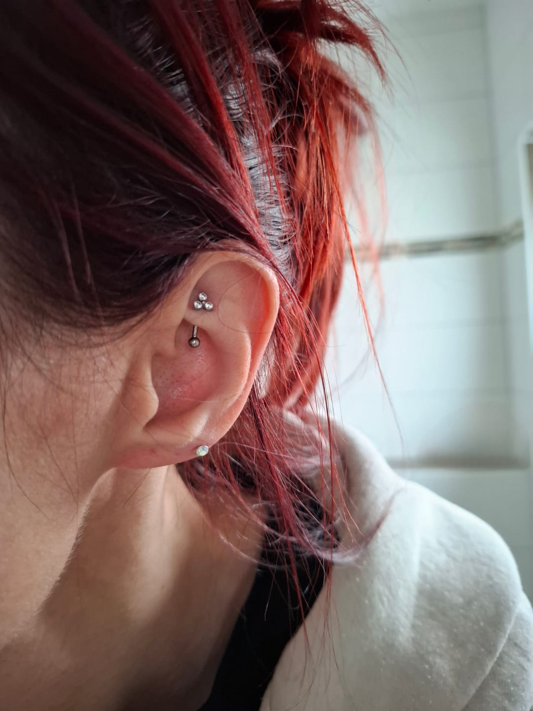 Customer photo review of Cute Three Rook Piercing | Titan