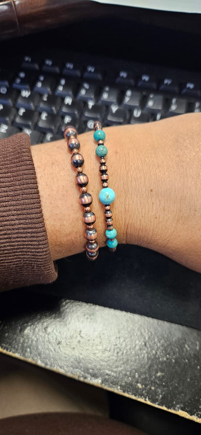 Customer photo review of Handcrafted Turquoise & Copper Beaded Bracelet