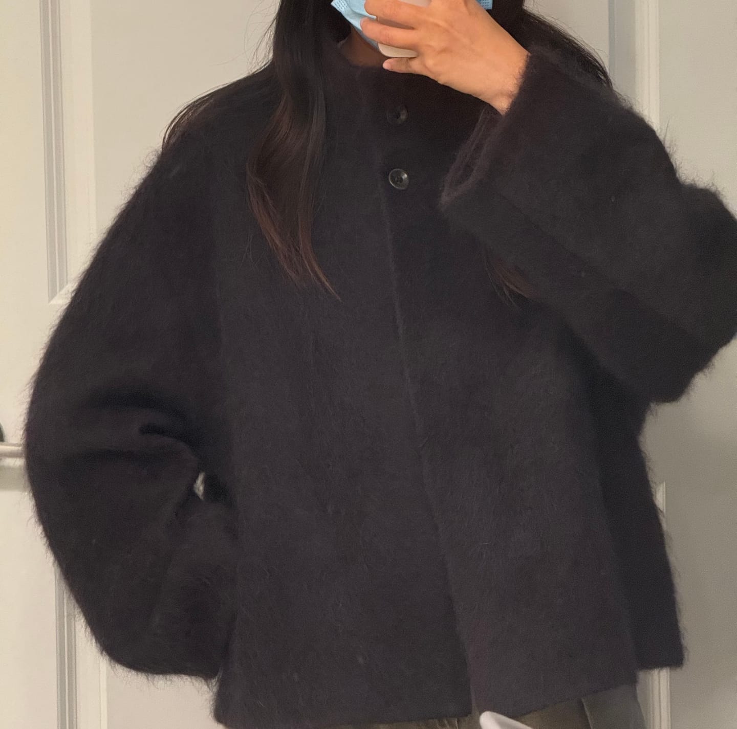 Customer photo review of Brushed Wool-Cashmere Jacket Charcoal