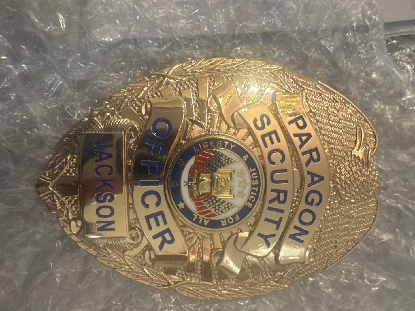 Customer photo review of US White House Paragon Security Officer Badge Replica Movie Props Customizable number