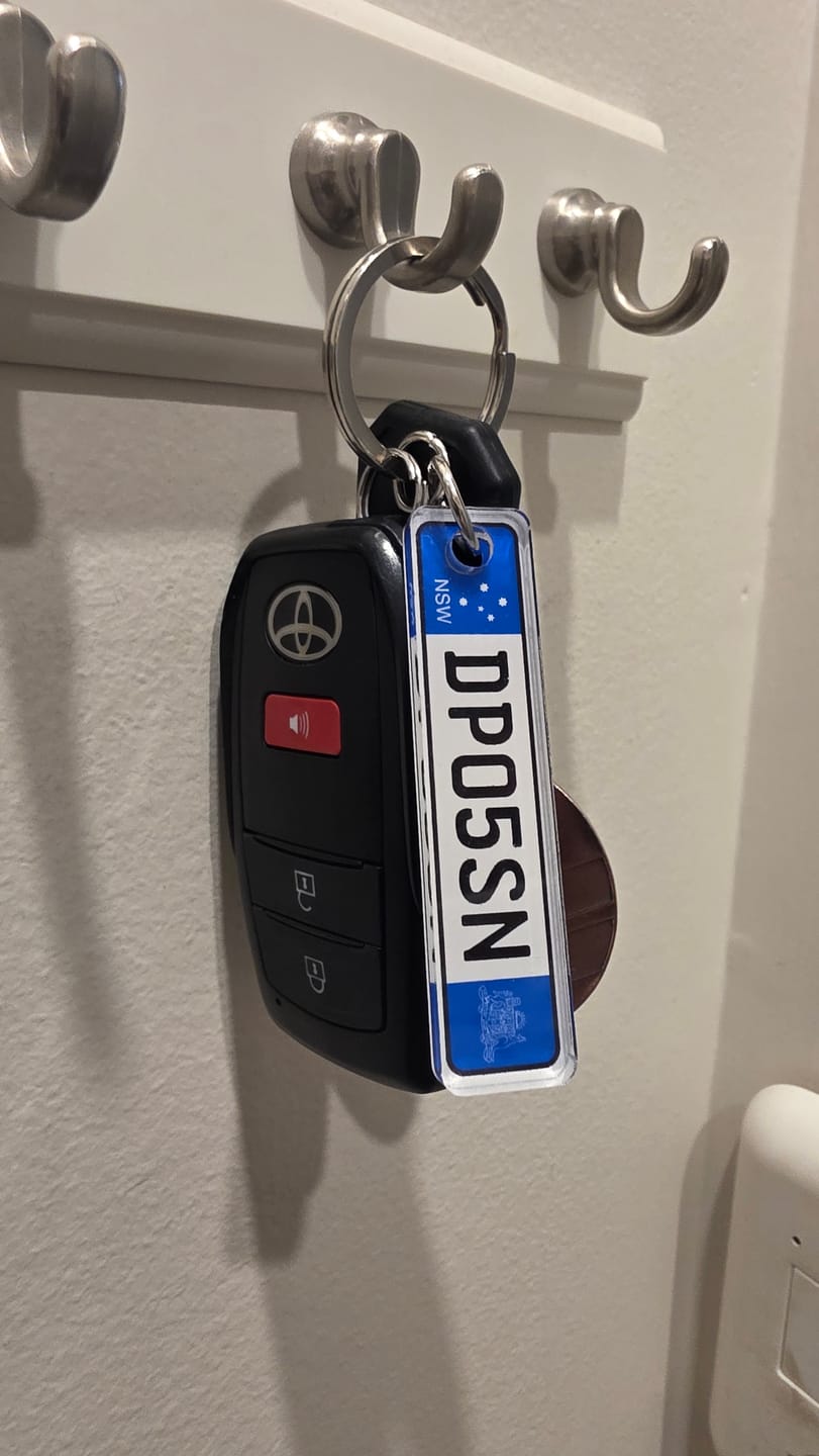 Customer photo review of NSW Euro Licence Plate Custom Keychain 🇪🇺