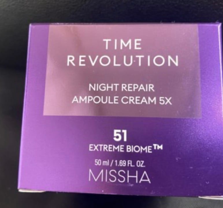 Customer photo review of Ādu atjaunojošs nakts ampulu krēms Missha Time Revolution Night Repair Ampoule Cream 5X
