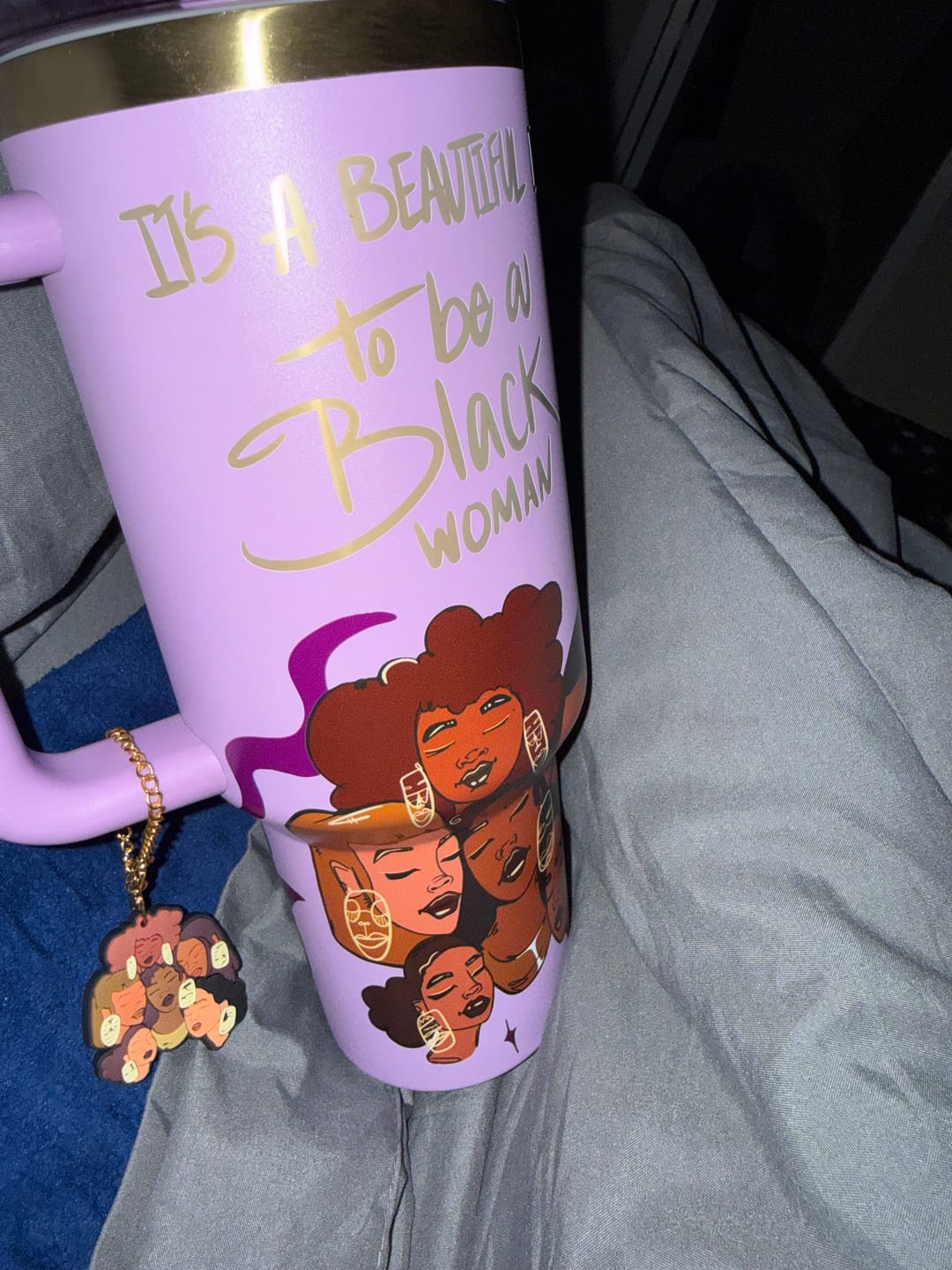 Customer photo review of Limited Edition "Crème Brûlée" Purple FlowSip™ Insulated Tumbler – Pinklomein x Cecilia's House