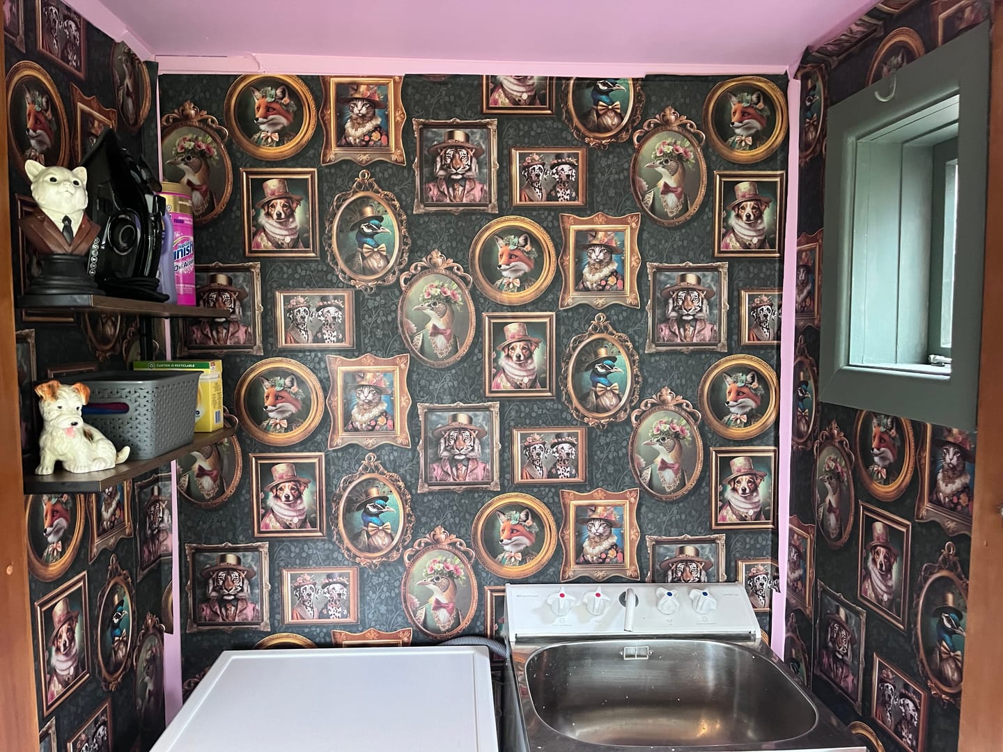Customer photo review of Regal Beasts – Whimsical Animal Wallpaper – Charcoal