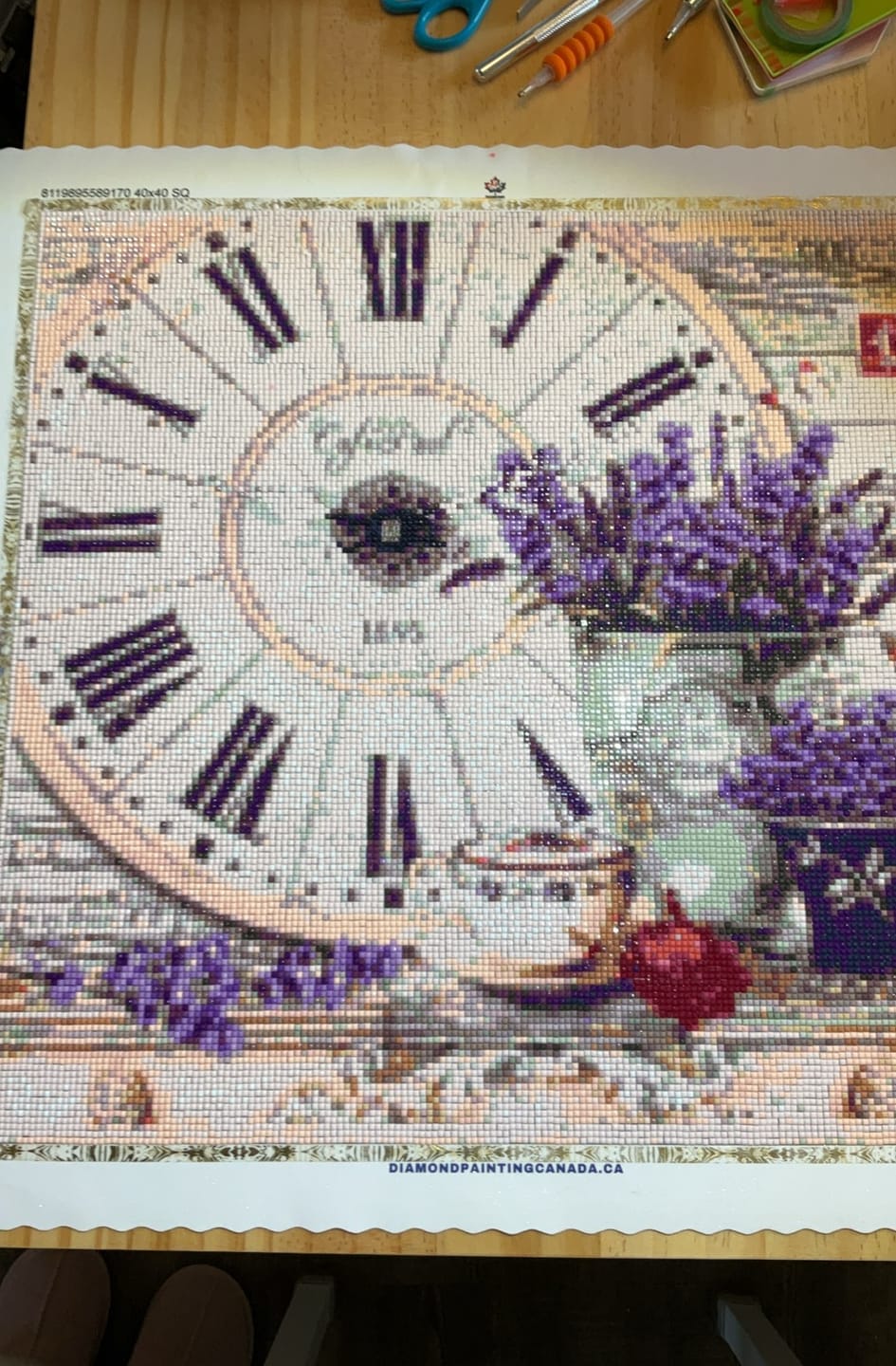 Customer photo review of Full Drill - 5D DIY Diamond Painting Kits Lavender Clock