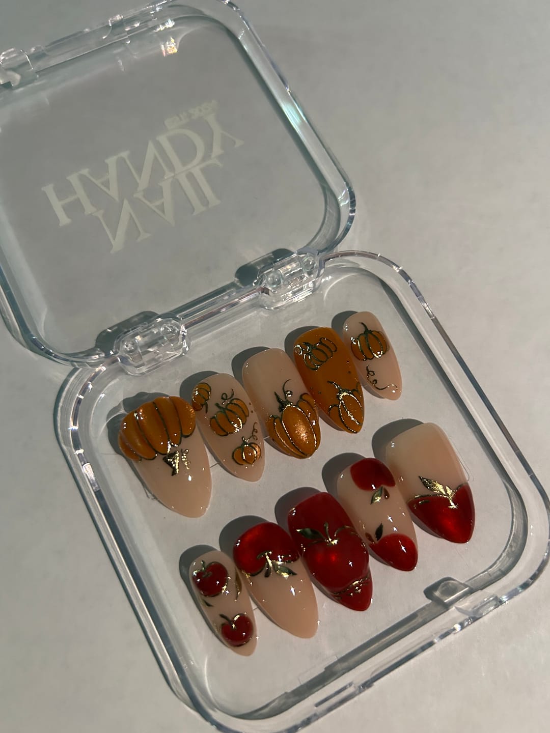 Customer photo review of Fallen Grace Autumn Press-On Nails