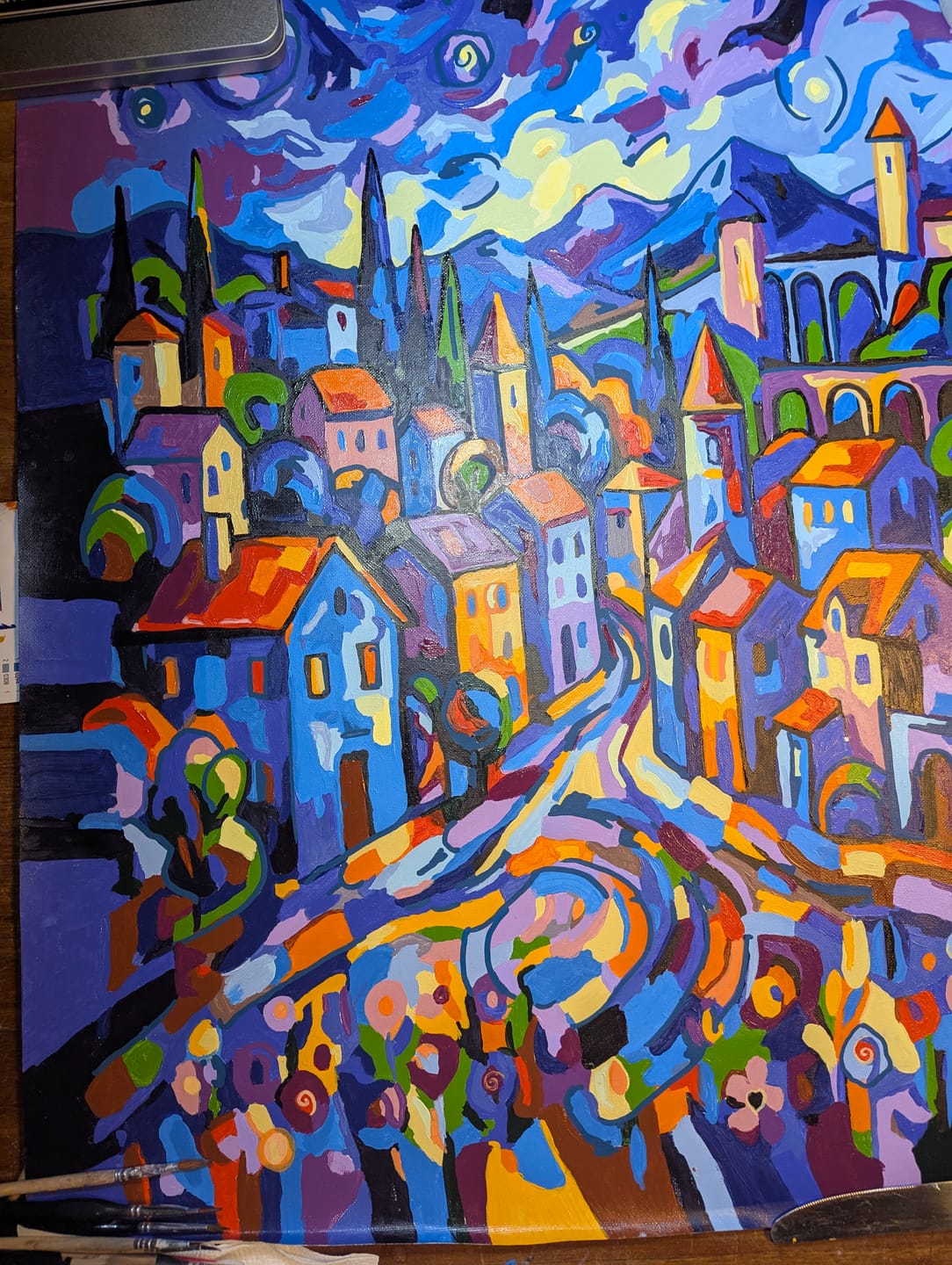Customer photo review of Starlit Village Dreams (Paint by Numbers)
