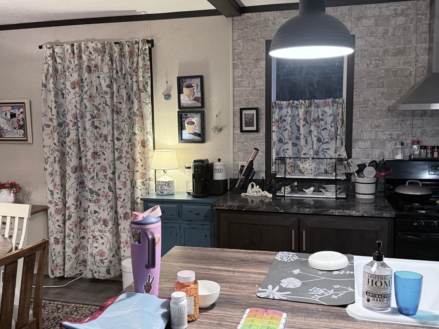 Customer photo review of Hattie Floral Linen  Kitchen Curtains (2 Panels)
