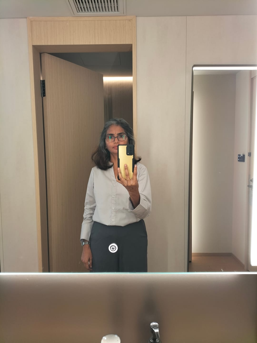 Customer photo review of Women Grey Better Cotton Mandarin Collar Shirt