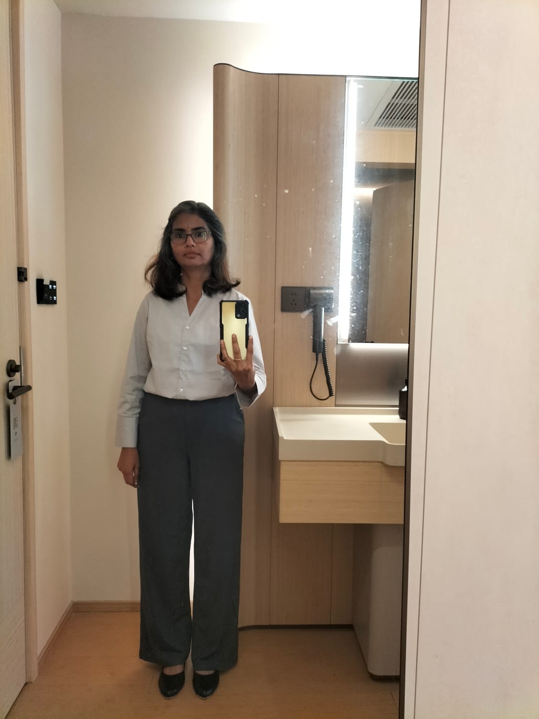Customer photo review of Women Cement Grey Wide Leg Pants