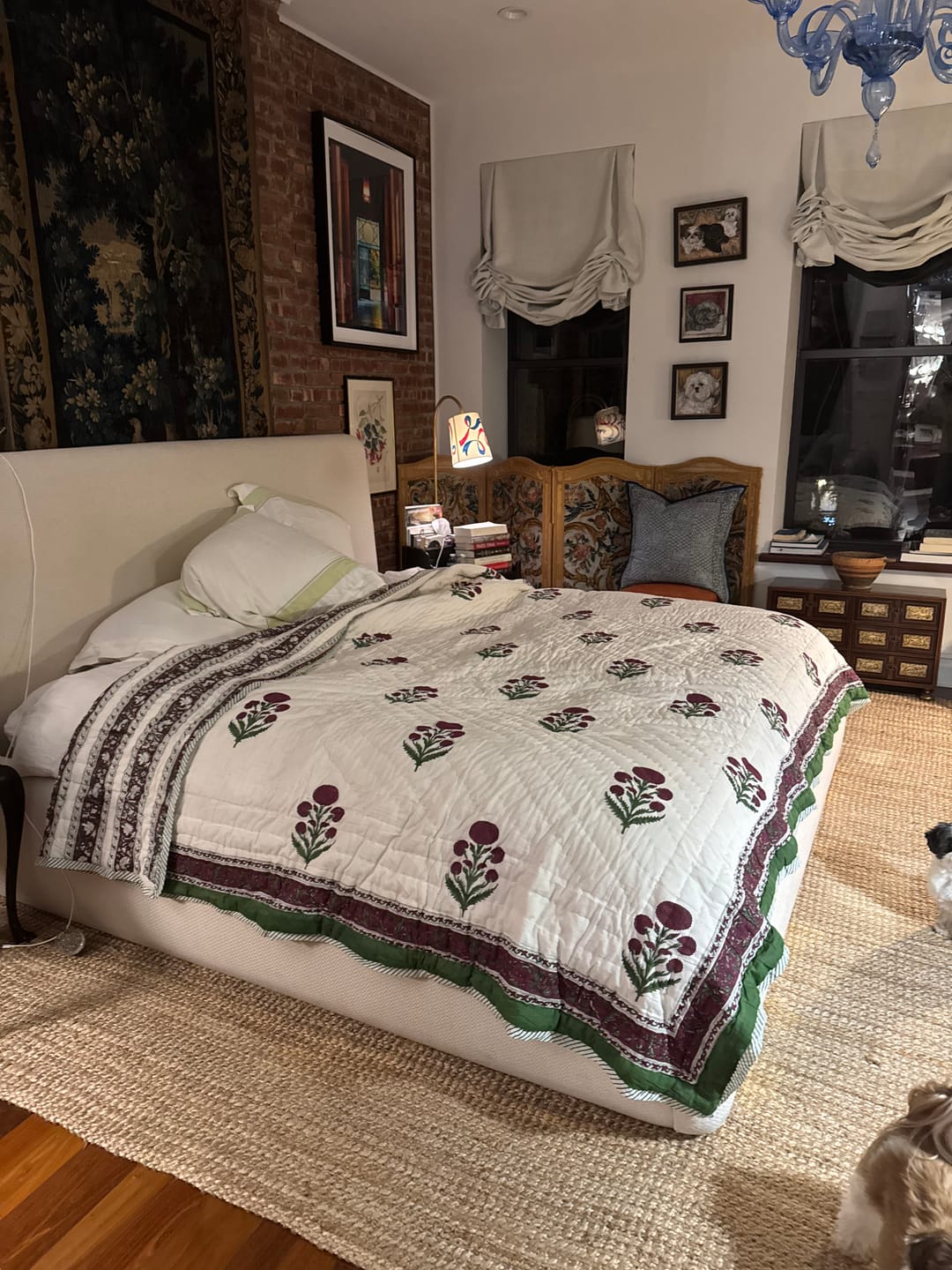 Customer photo review of Lavender Handstitched Hand Block Printed Organic Cotton Quilt