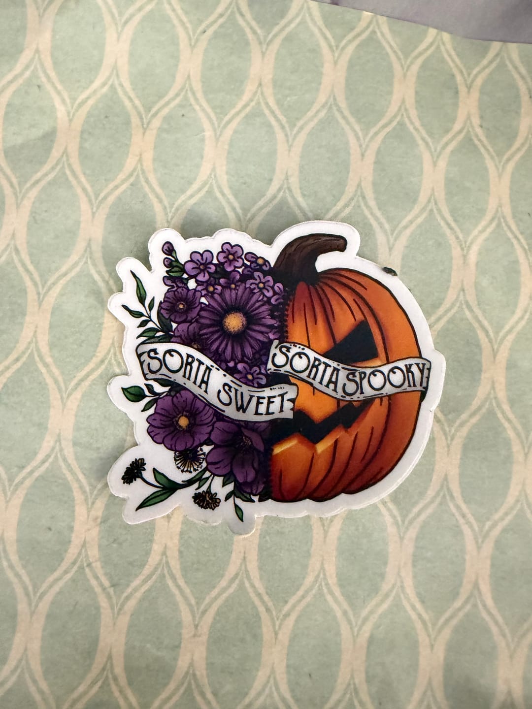 Customer photo review of Sorta Sweet Sorta Spooky Pumpkin Sticker