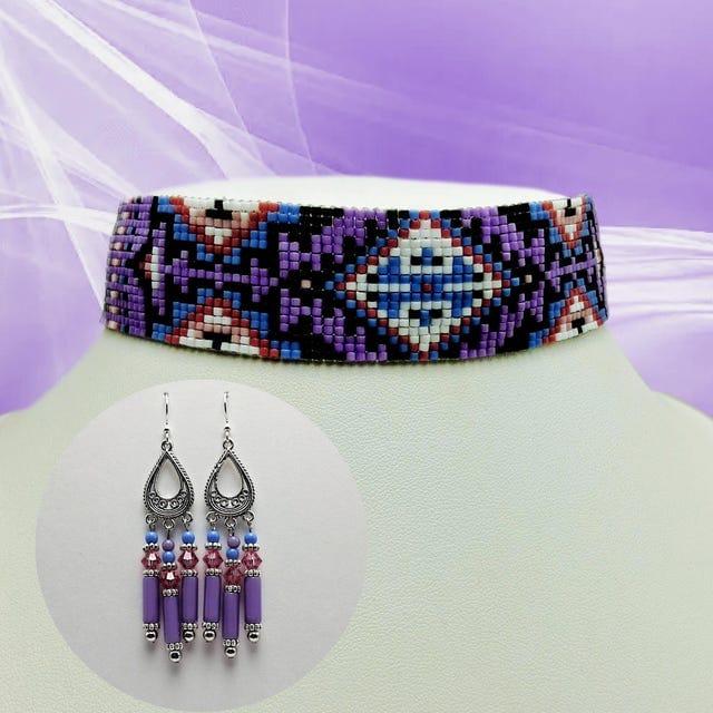 Customer photo review of Satin Set of Three Loom Digital Bead Patterns