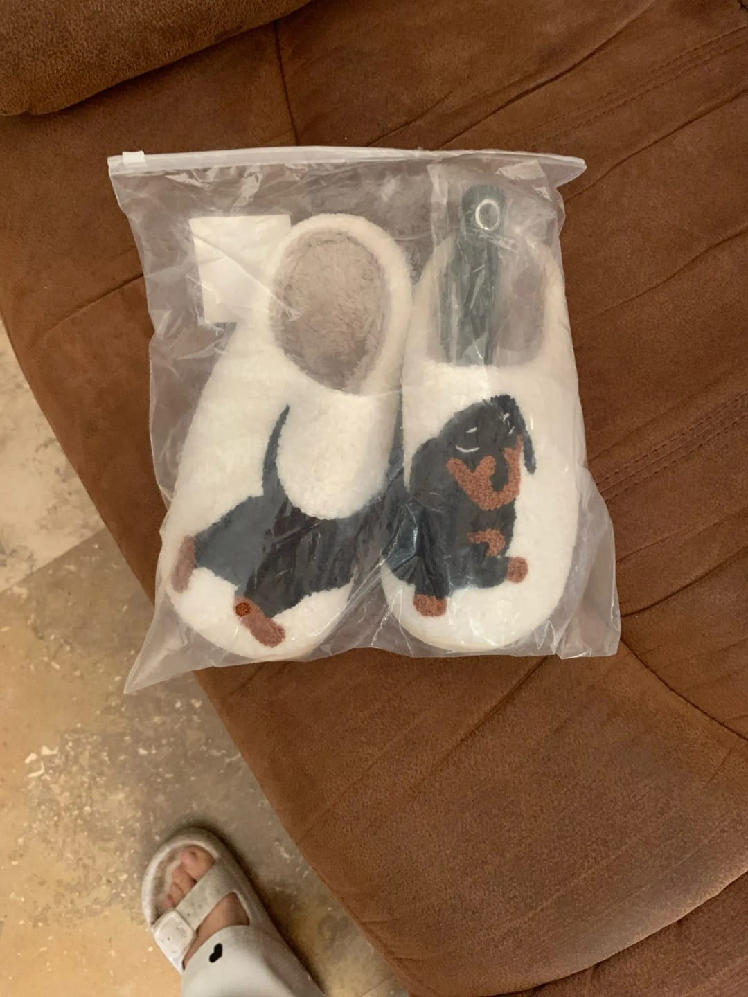 Customer photo review of Women's Dachshund Plush House Slippers, Warm Indoor Slides