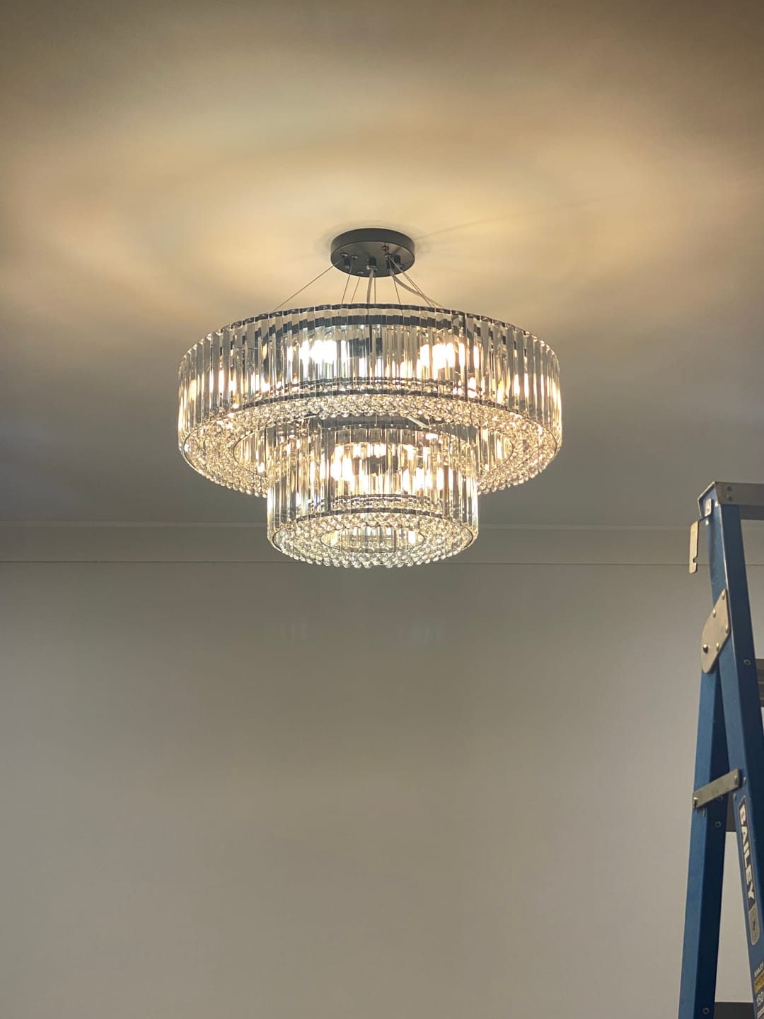 Customer photo review of Glam Luxury 12-Light Crystal Accents Tiered Round Drum Chandelier