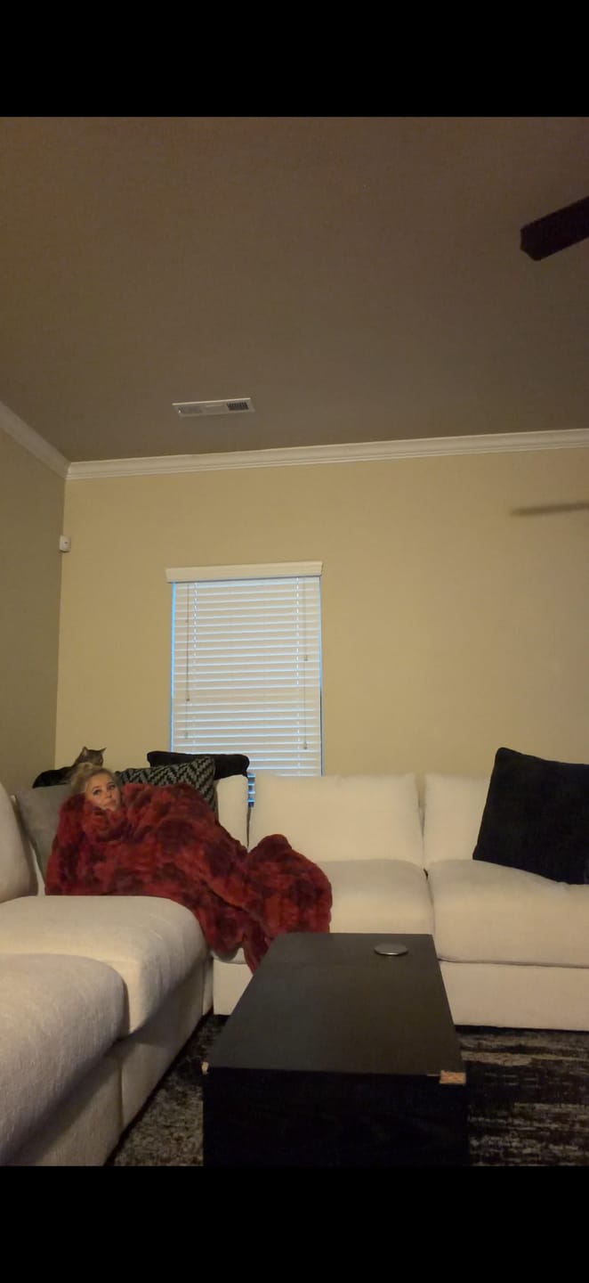 Customer photo review of Hugs Diamond Red Blanket