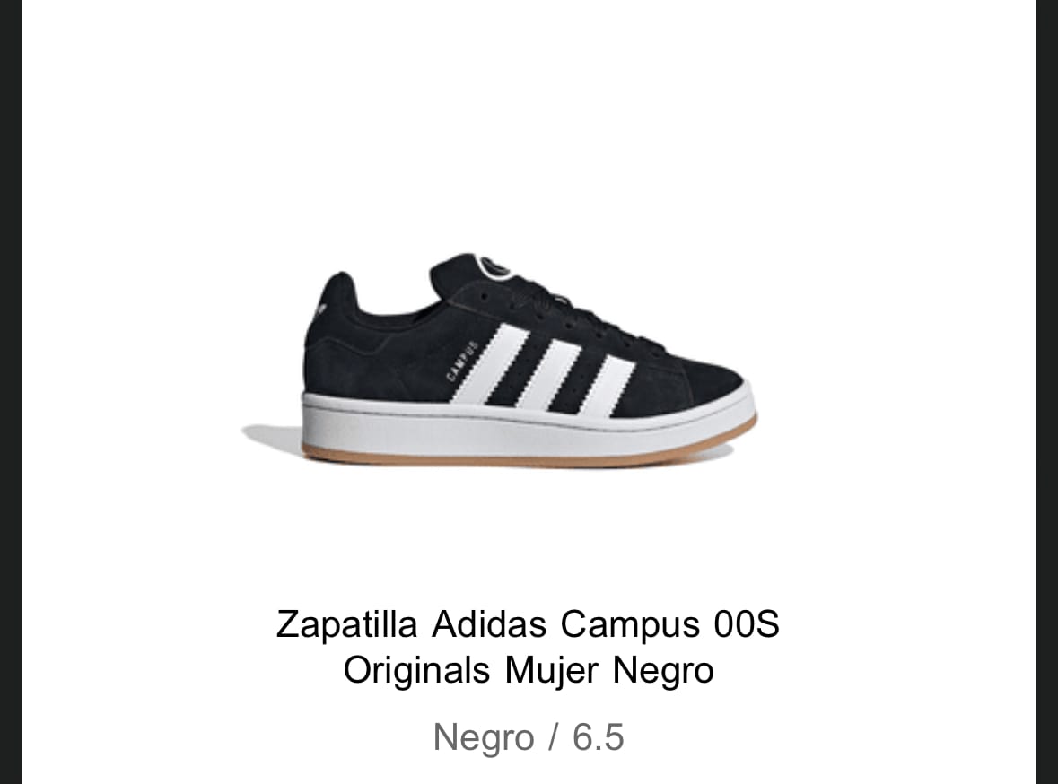 Customer photo review of Zapatilla Adidas Campus 00S Originals Mujer Negro