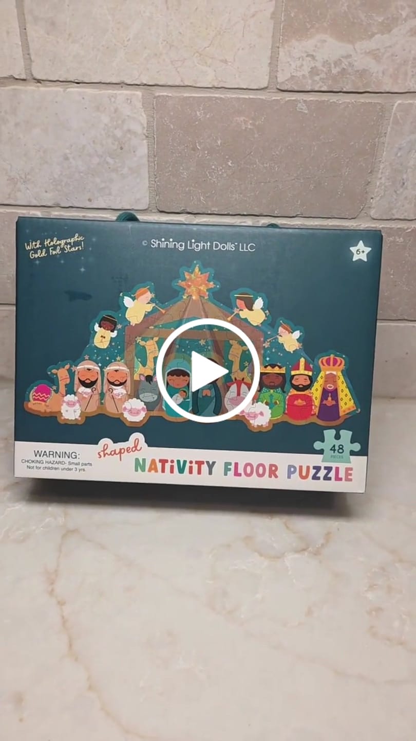 Customer video review of Christmas Nativity Shaped Floor Puzzle with Sparkle Accents