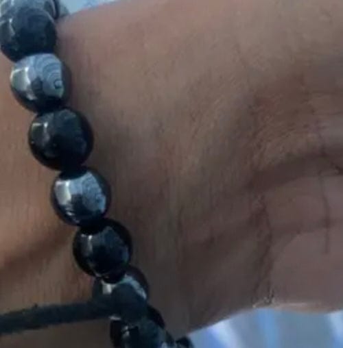 Customer photo review of Protection Black Tourmaline & Hematite Bracelet – Grounding Energy Shield | 8mm Unisex Crystal Beads | Daily Wear Gift