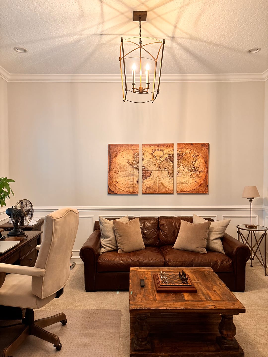 Customer photo review of 4-light French Antique Gold Candle Square Lantern Chandelier