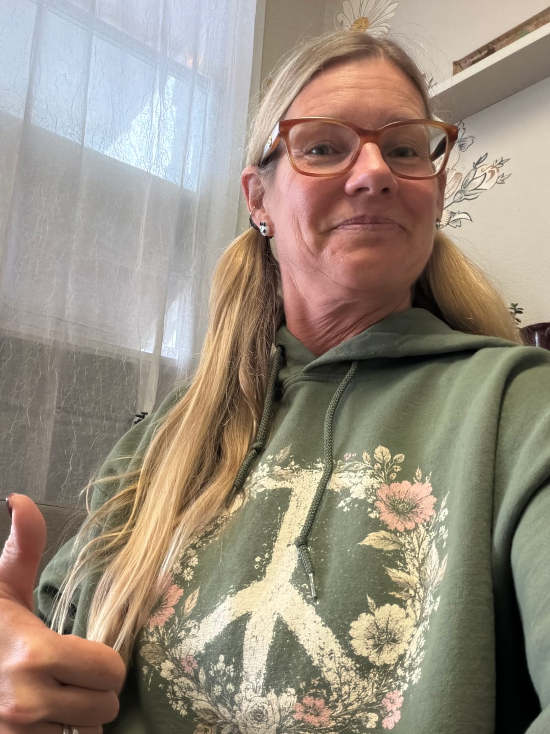 Customer photo review of Vintage Peace Sign Hoodie