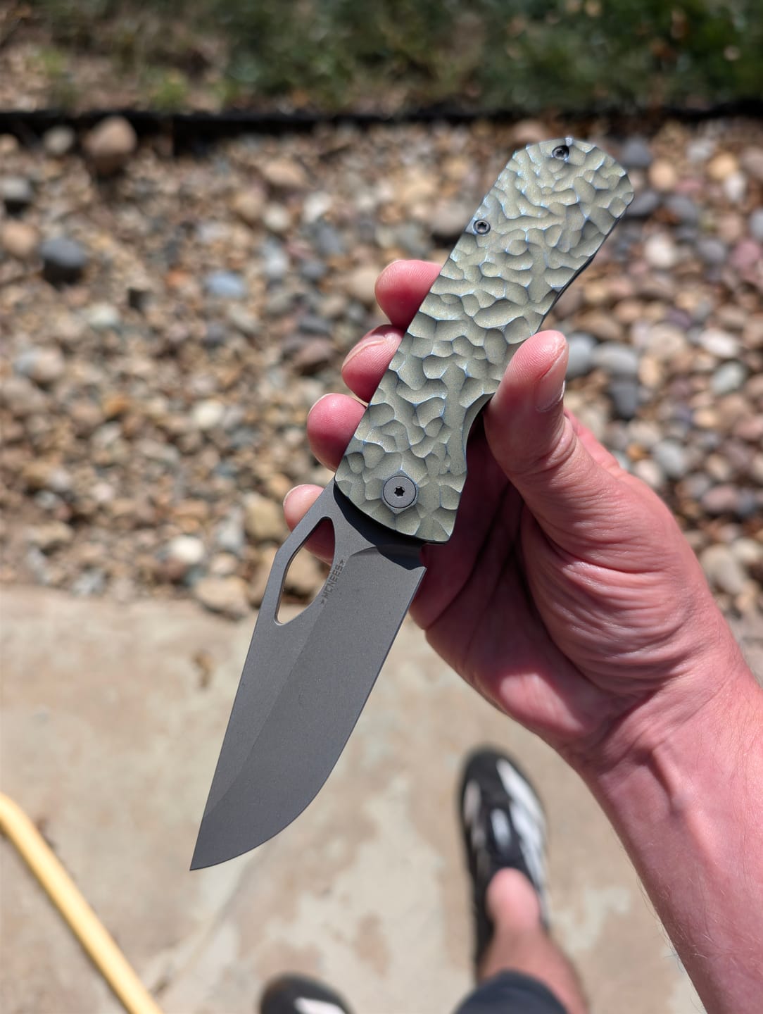 Customer photo review of McNees Little Dixon 3.25" Rock - MagnaCut, Green and Blue Atomic Titanium, Frame Lock - Made in USA (2624)