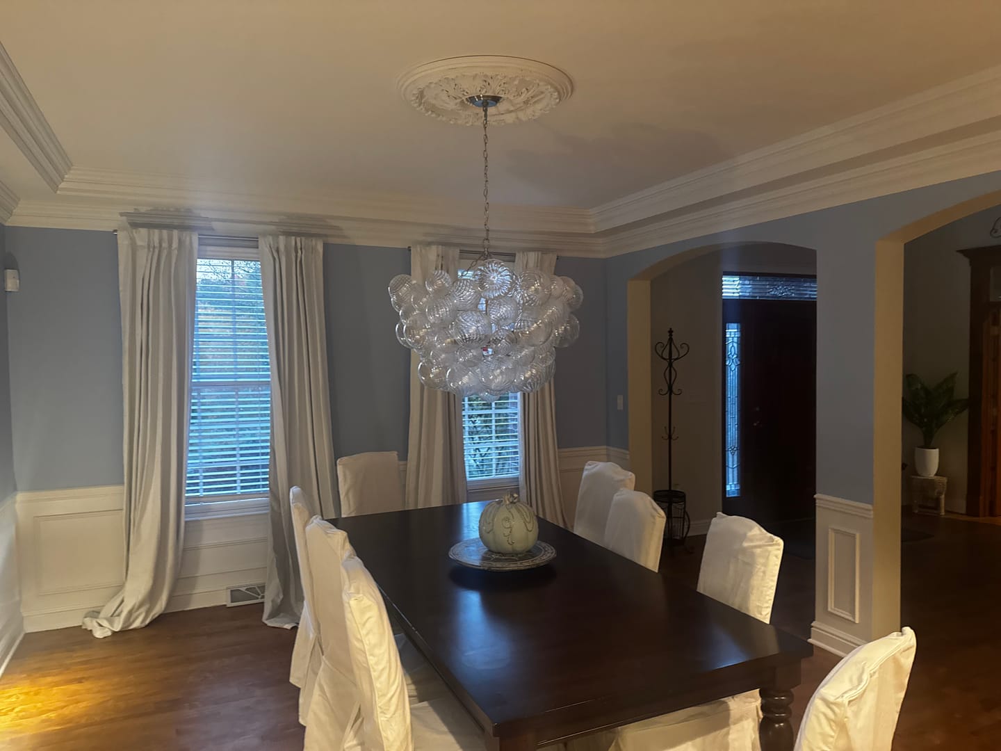 Customer photo review of Brass Cluster Ribbed Glass Globe Bubble Chandelier