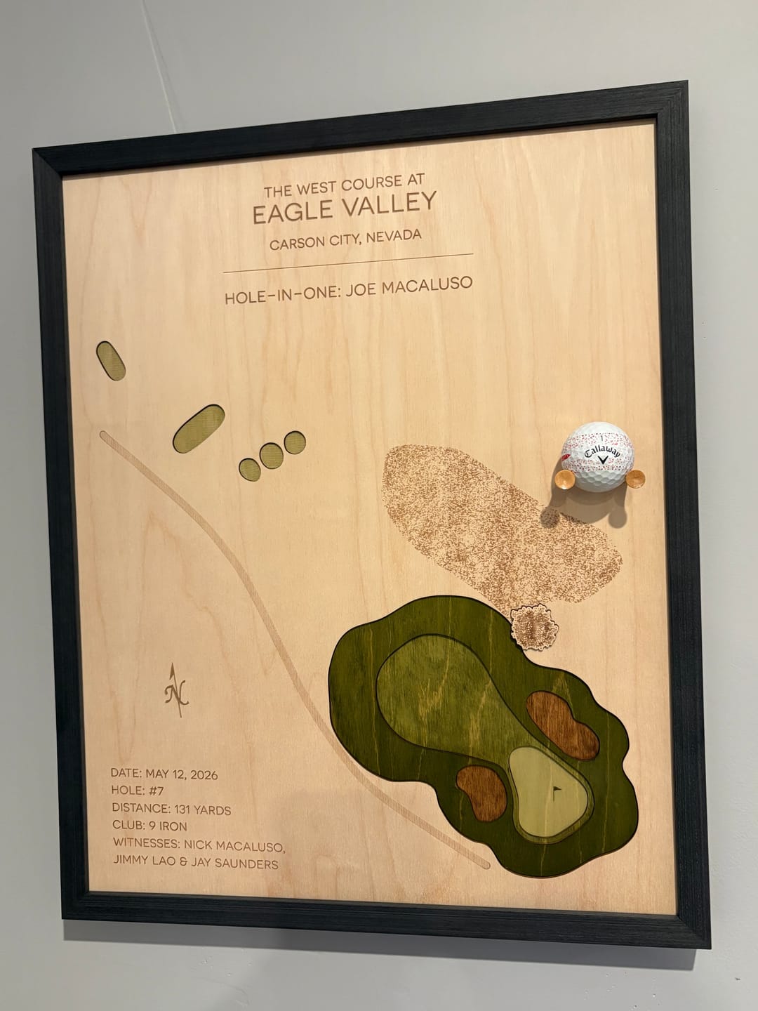 Customer photo review of Personalized Hole-in-One | Single Hole Golf Art
