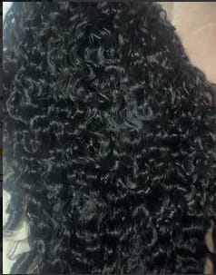 Customer photo review of Wavymy Burmese Curly Drawstring Half Wigs Seamless Flip Over Wig Beginner Friendly No Lace No Glue Human Hair 180% Density