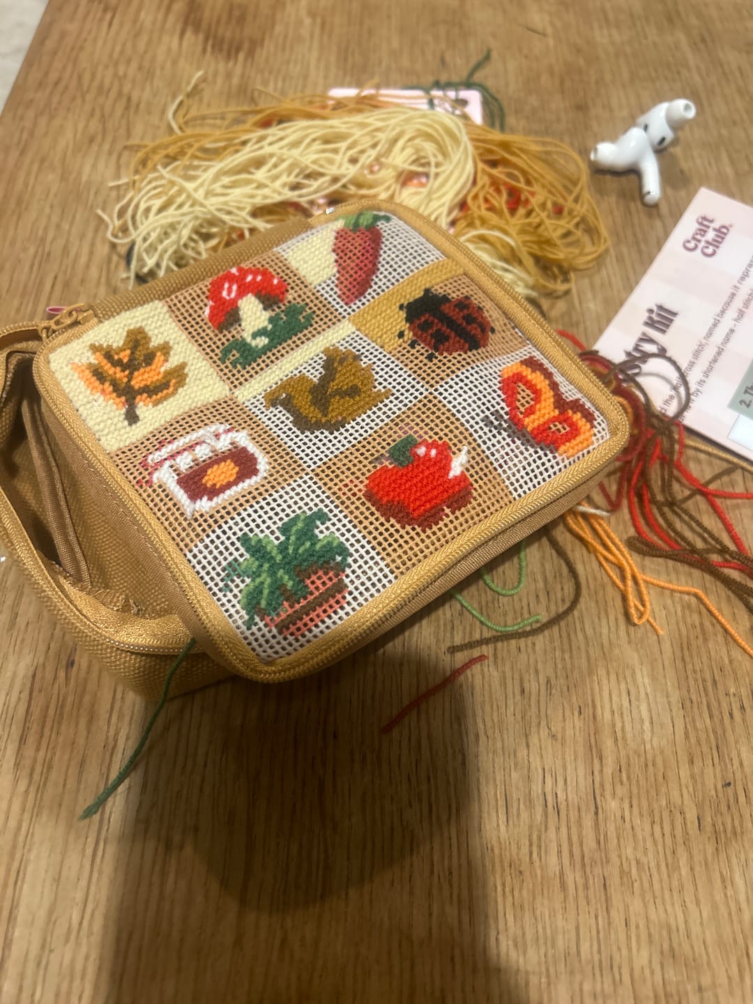 Customer photo review of FALL HARVEST CHARMS - Needlepoint Pouch Kit