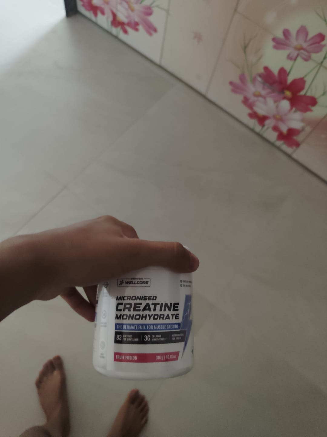 Customer photo review of Wellcore - Micronised Creatine Monohydrate (83 Servings, Fruit Fusion) + Premium Steel Shaker
