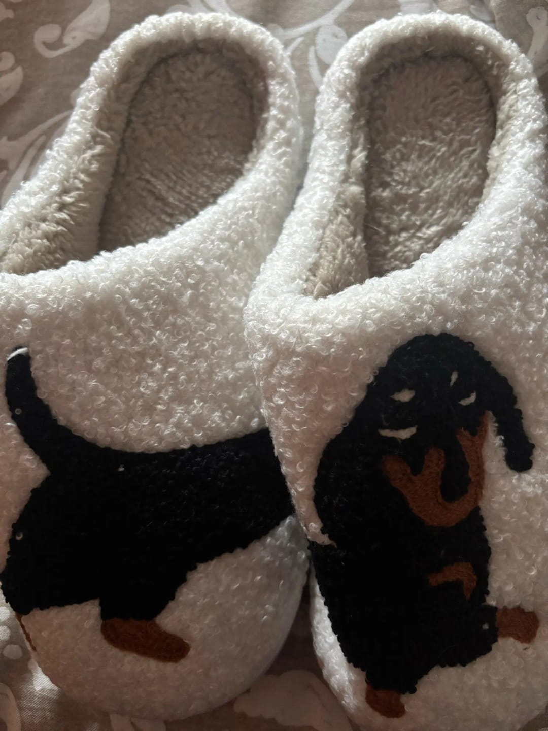 Customer photo review of Women's Dachshund Plush House Slippers, Warm Indoor Slides