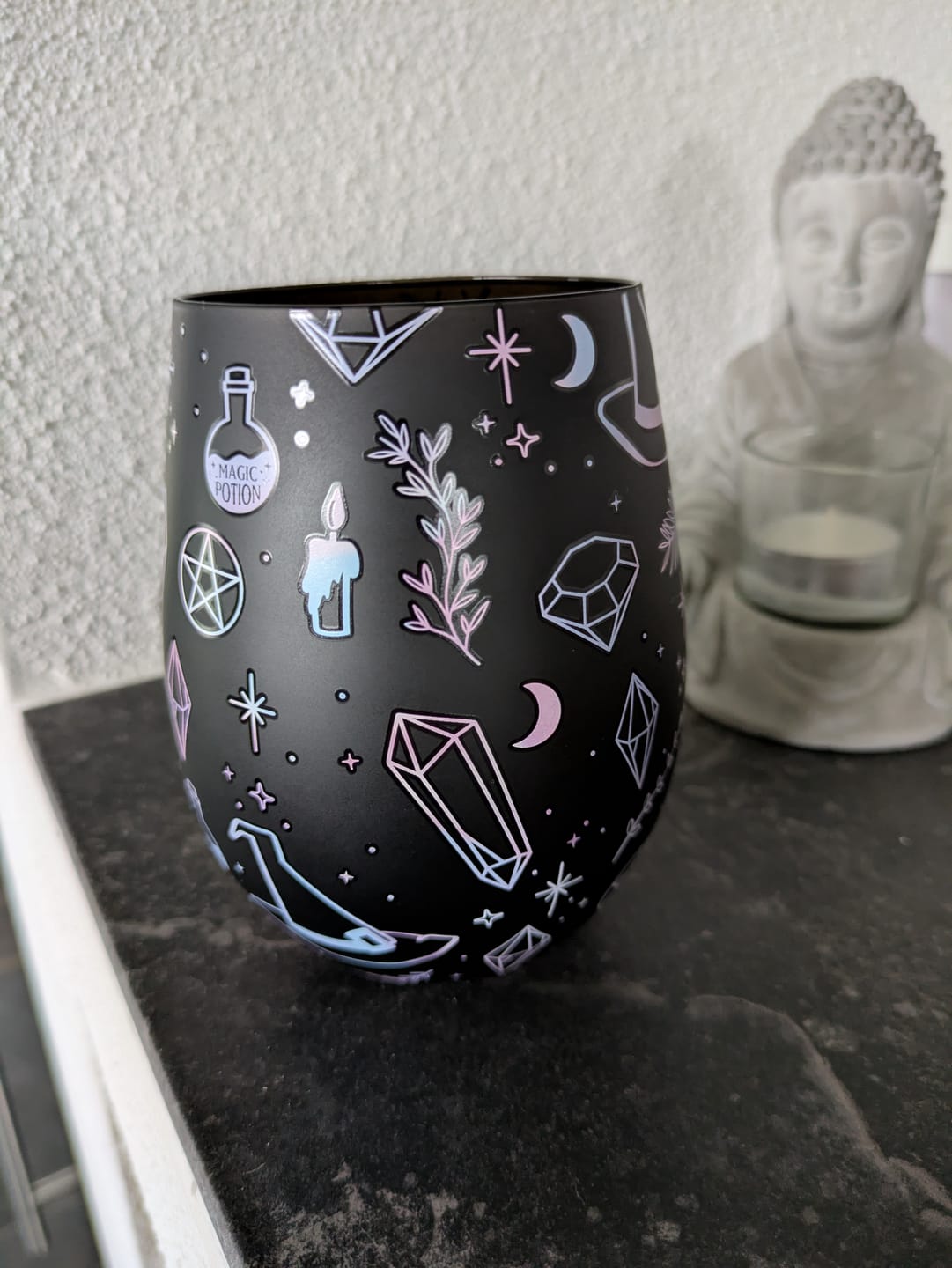 Customer photo review of Trinkglas Crystal Witch – Magisches Glas mit Kristallen