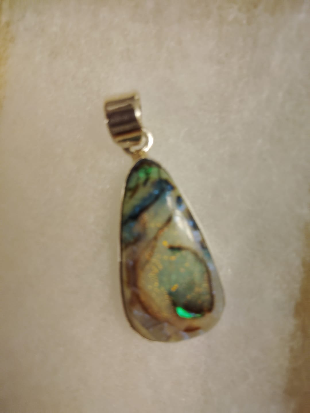 Customer photo review of Monarch Opal Pendant 1 5/8" (.925 Sterling Silver)