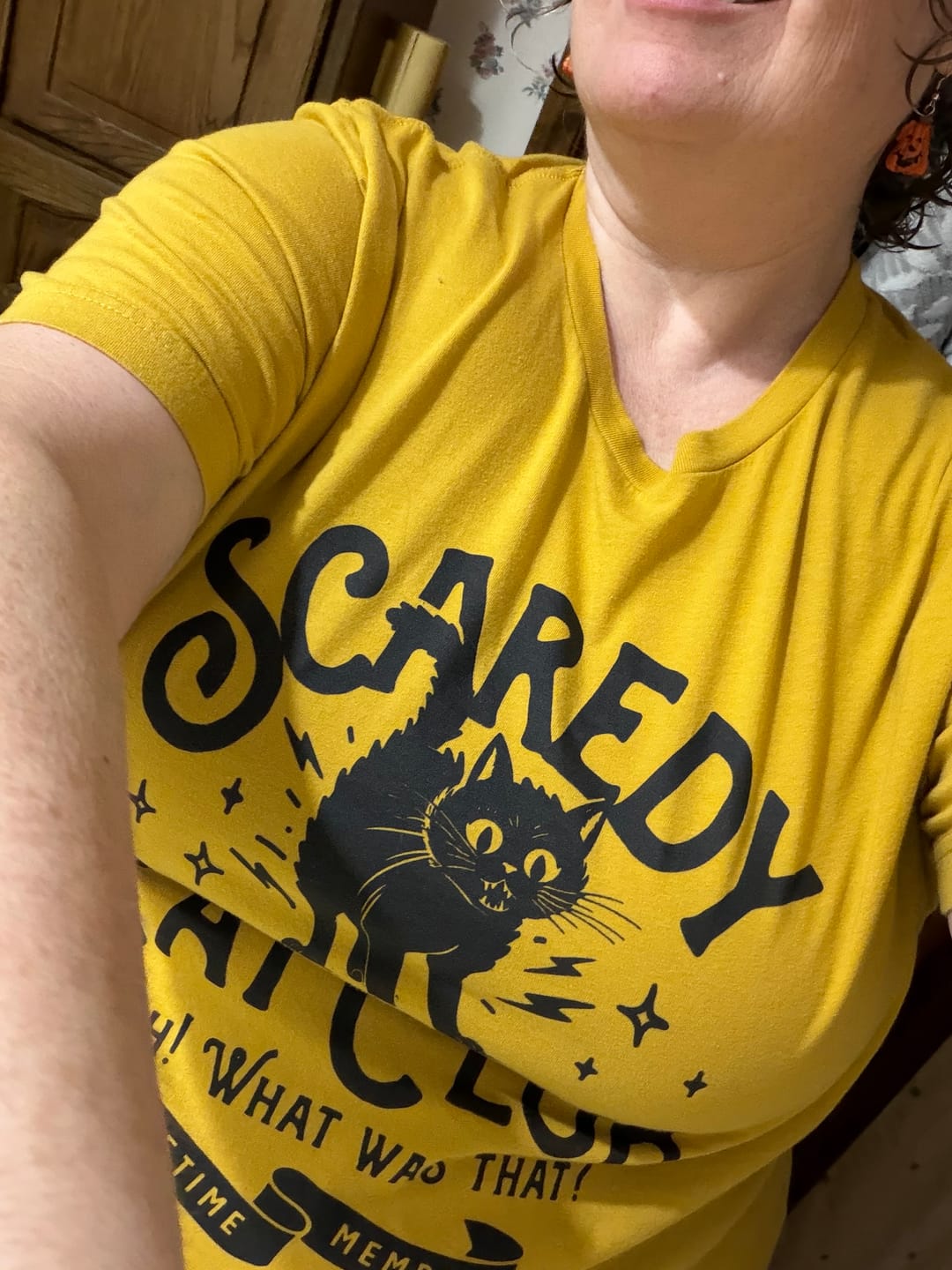 Customer photo review of Scaredy Cat Club Tee