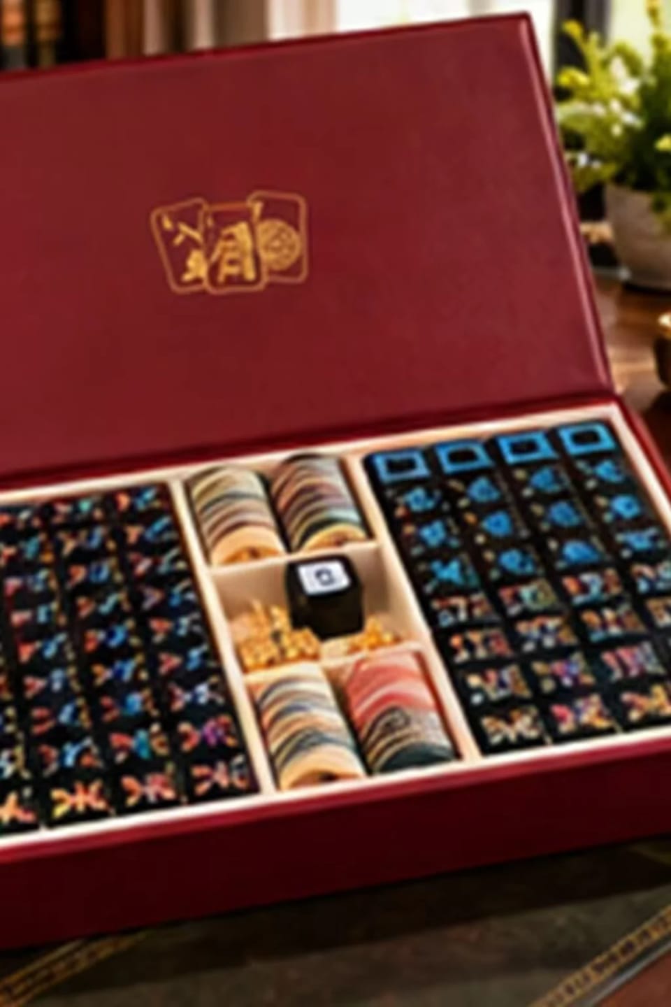 Customer photo review of Heritage Burgundy American Mahjong Set with Black Tiles and Display Case